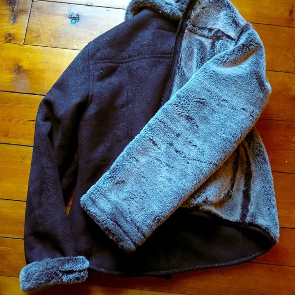 📢 FREE SHIP 📢 Tooled leather coat🔥fur-lined black Outback Trading Co. jacket - Picture 9 of 9